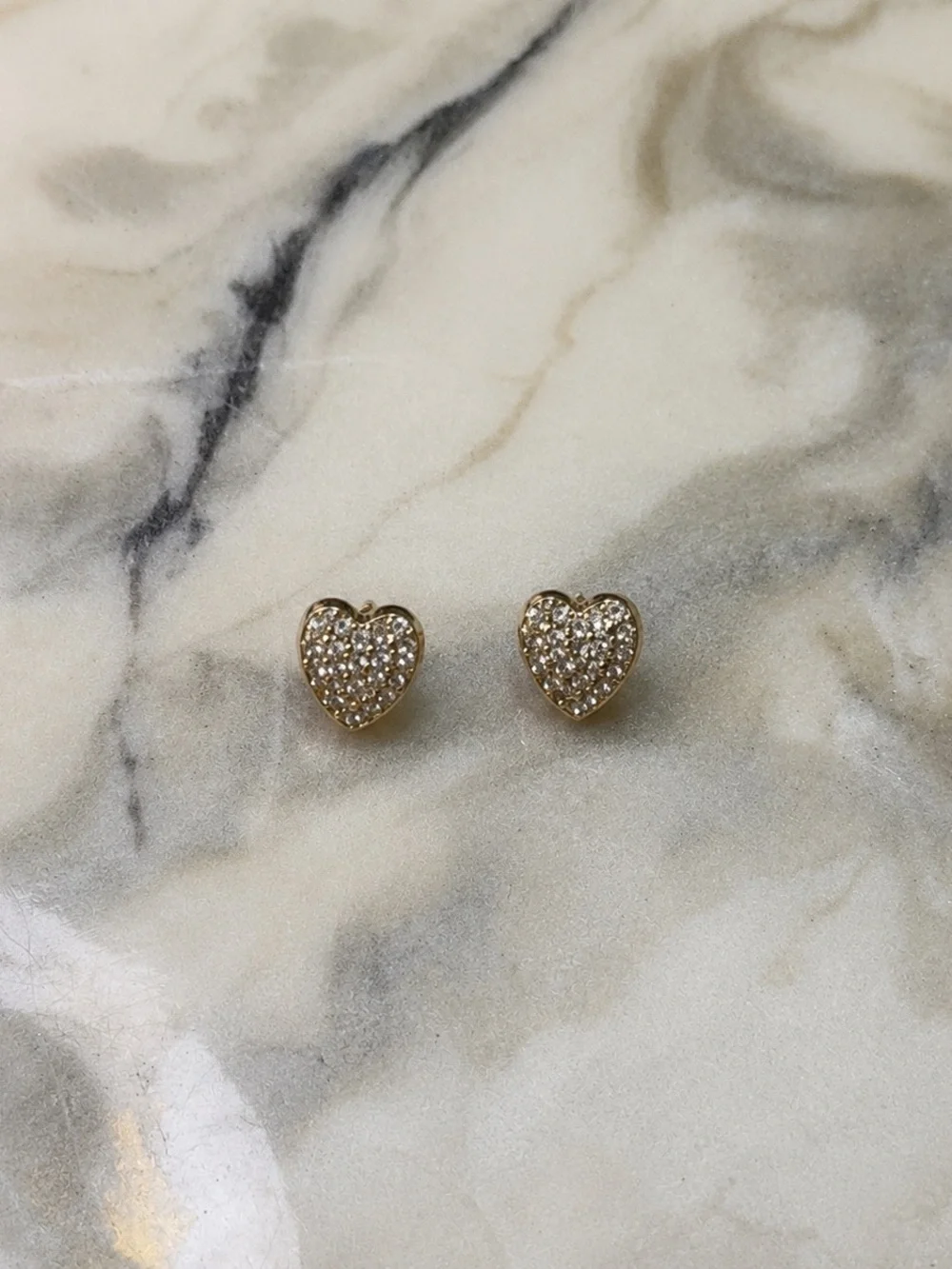 Gold Heart Pavé Necklace with 'LOVE' Accent - Gold Tone